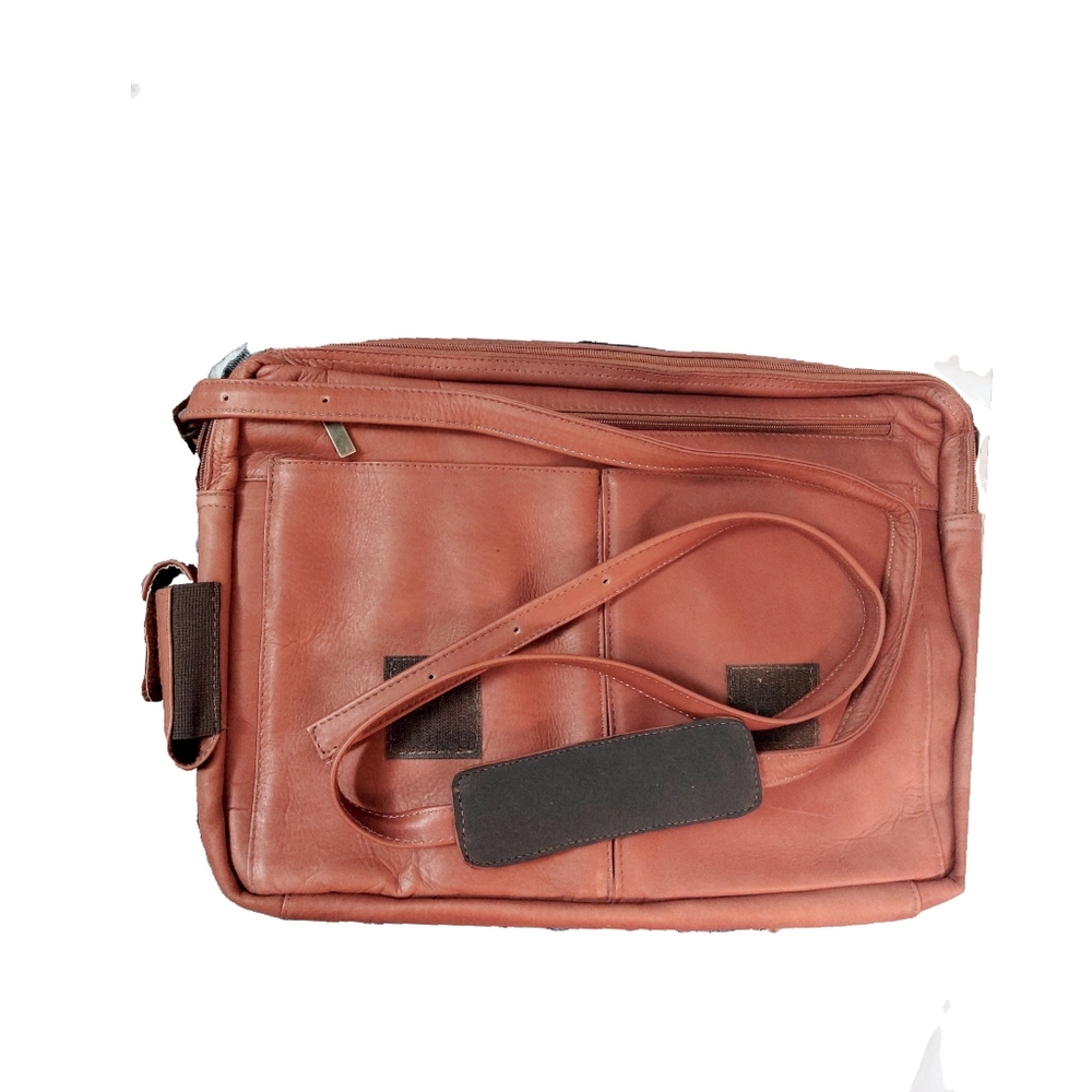 Leather Vachetta Porthole 17" Laptop NBA Charlotte Bobcats Tan Messenger/Brief… - Picture 6 of 6